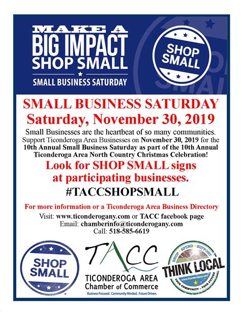 Ticonderoga Area Chamber Of Commerce Small Business Saturday 2019