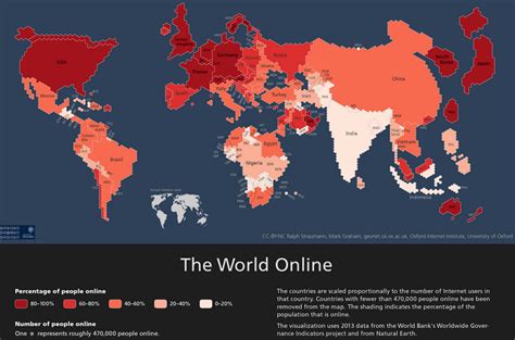 World Map Resized To Show Internet Adoption By Country Itproportal