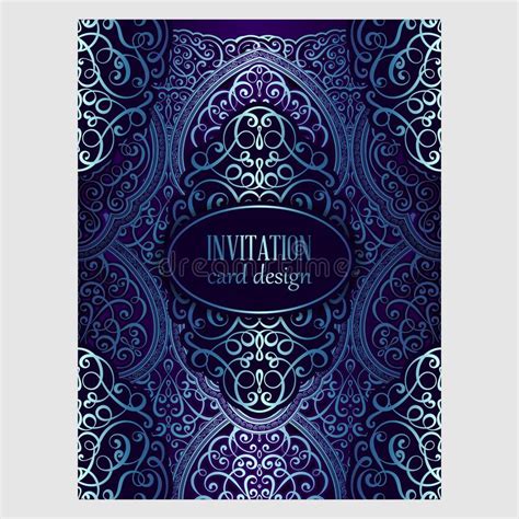 Wedding Invitation Card With Blue Shiny Eastern And Baroque Rich