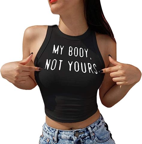 Timagebreze Summer My Body Not Yours Letter Print T Shirt Uk