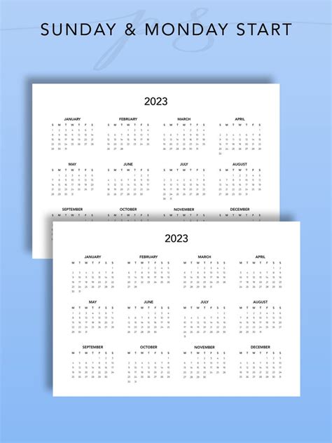 Buy 2023 year calendar printable year at a glance desk calendar online
