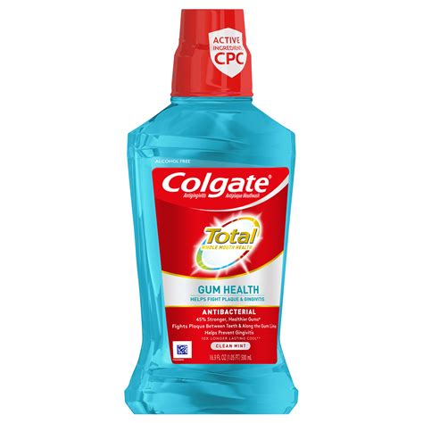 Colgate Total Gum Health Alcohol Free Mouthwash Clean Mint 500ml 169 Fluid Ounce