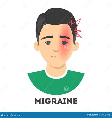Man Suffer From The Migraine Pain On The One Half Stock Vector
