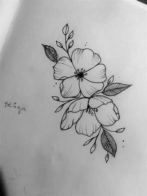 Pencil Simple Flower Tattoo Drawings