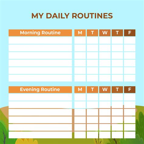Daily Routine Chart Ideas Printable Templates