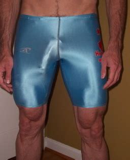 Gear Bulges Bulging In Light Blue Lycra Shorts