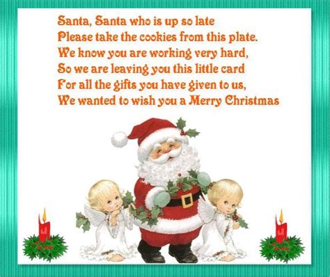 Cute Poem For Santa Cookies With Images Christmas Poems Holiday