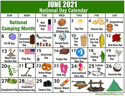 Printable List Of 2021 National Days