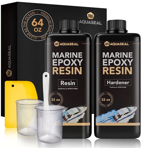 Aquaseal 64oz Marine Epoxy Resin Kit Fast Set Clear Epoxy Resin Bar