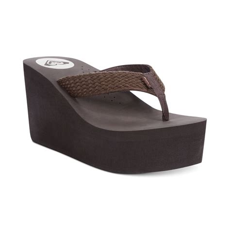 Lyst Roxy Palika Platform Wedge Flip Flops In Brown