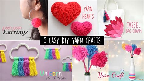 5 Cute And Easy Yarn Crafts Handmade Crafts Crafts Ace