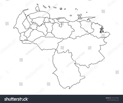 Venezuela Outline Map Detailed Isolated Vector Royalty Free Stock