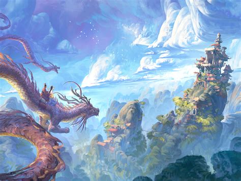 1600x1200 Dragon Cloud Fantasy Mountain Temple 1600x1200 Resolution Hd