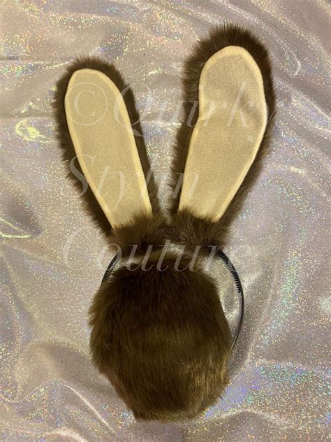 Brown Chocolate Bunny Rabbit Ears And Tail Set Posable Cosplay Etsy