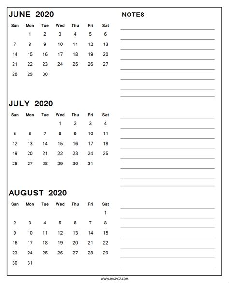 Monthly Calendar July August 2020 Example Calendar Printable July
