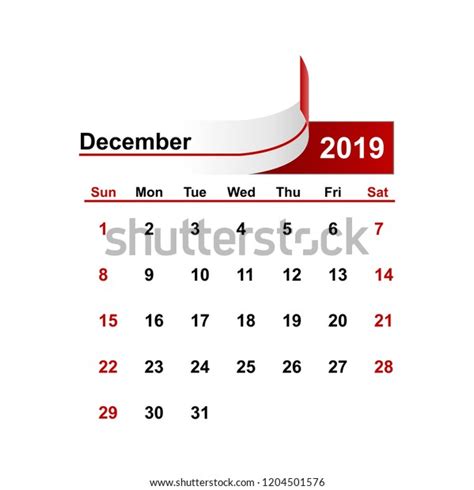 Vector Simple Calendar 2019 Year Stock Vector Royalty Free 1204501576