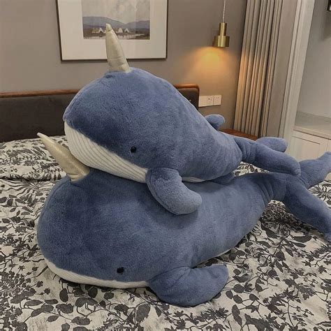 Giant Whales Stuffed Pillow Big Size Narwhal Plush Cute Etsy