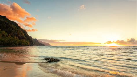 Island Clouds Kee Beach Sky Ocean Sun Sunrise Sunset Hawaii