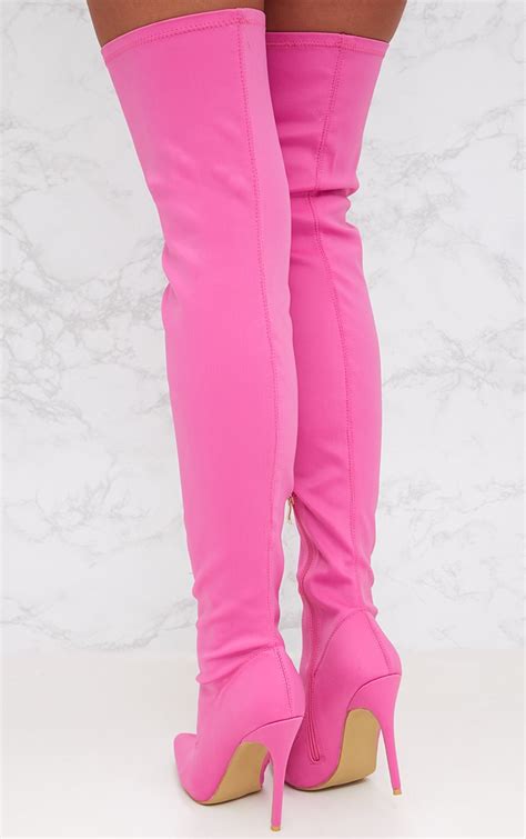 Pink Lycra Thigh High Sock Boot Shoes Prettylittlething Aus