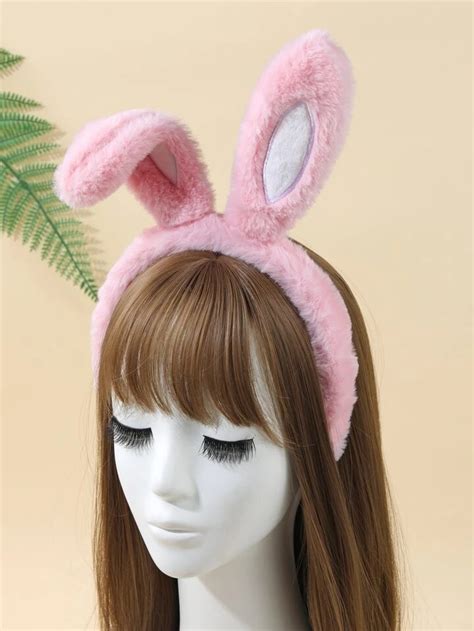 Pink Fuzzy Bunny Hairband Womens Fashion Watches And Accessories Hair