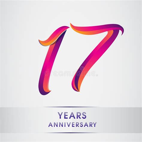 17th Years Anniversary Celebration Logotype Colorful Design Birthday