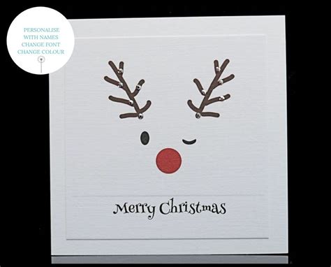 Personalised Christmas Card Custom Xmas Cards Reindeer Card Etsy