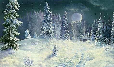 Winter Night Forest Digital Art By Pobytov