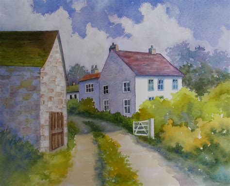 Nels Everyday Painting Village Lane Watercolor Sold
