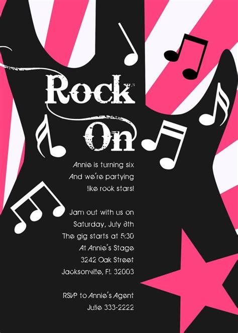 Rockstar Party Invitation By Withlovegreetings On Etsy 1500 Rock