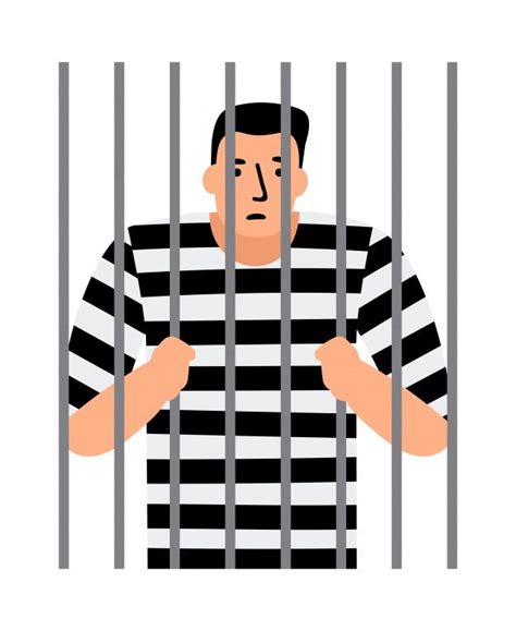 Criminal Man In Jail Jail Illustration Vector Images