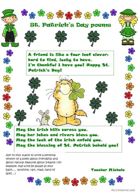 St Patrick S Day Poems Creative Wri English ESL Worksheets Pdf Doc