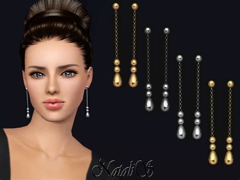 The Sims Resource Natalis Ts3 Beaded Chain Drop Earrings