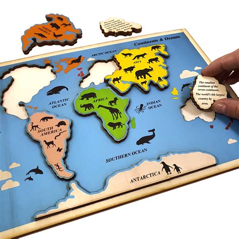 World Map Puzzle Naming The Continents Oceans And Larger Countries A