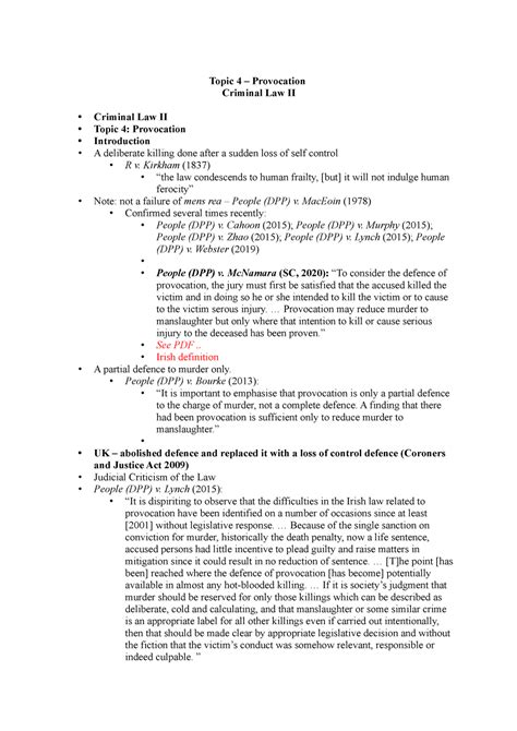 Topic Provocation Lecture Notes From Nuig Law School Topic Provocation Criminal