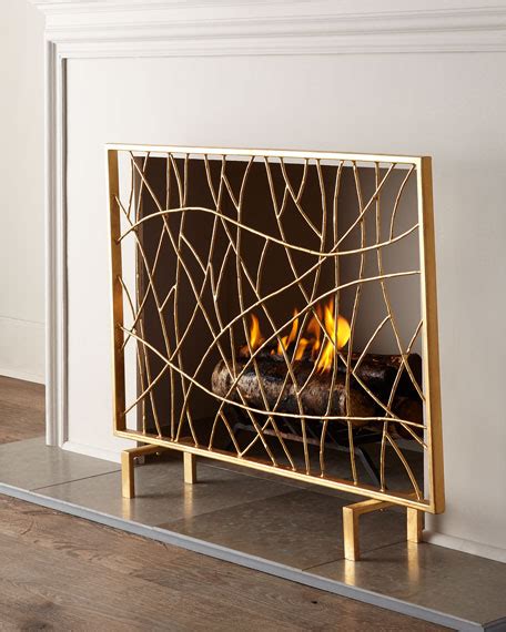 Golden Twig Fireplace Screen