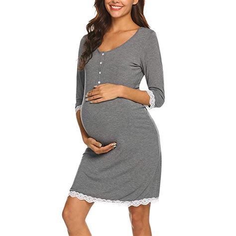 Buy Maternity Nursing Lace Delivery Nightgowns Tracksuit Breastfeeding Gown Dress At Affordable