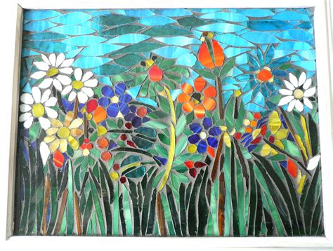 Custom Order Flower Garden Mosaic Stained Glass Window Daisy Art