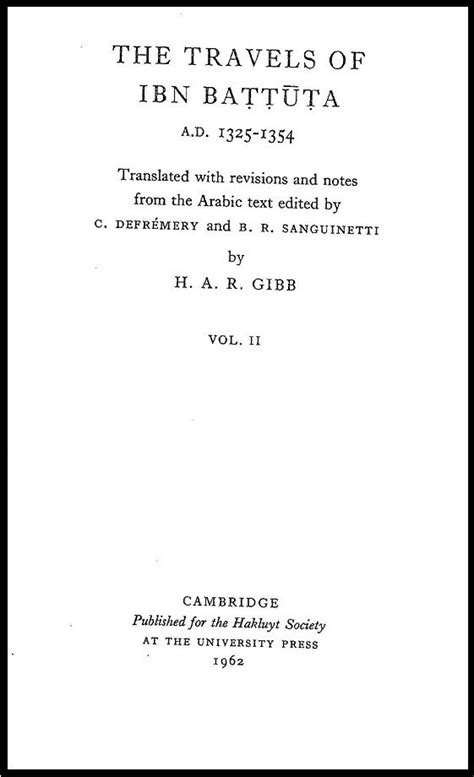 The Travels Of Ibn Baṭṭūṭa Ad 13251354 Vol Ii 1962 Ibn