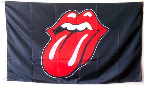 Rolling Stones Banner Flag Black Lips Tongue Licks Mouth Mick Jagger