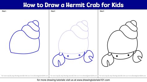 How To Draw A Hermit Crab For Kids Printable Step By Step Drawing Sheet