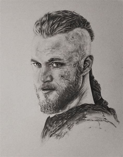 Beautiful Black And White Ragnar Lothbrok Drawing Vik