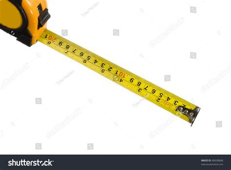 An Extended Measuring Tape Isolated On A White Background Stock Photo
