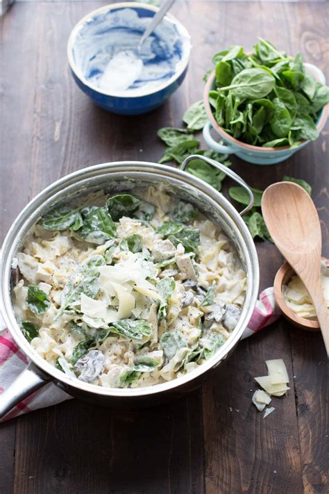 Spread 1 cup chicken mixture in baking dish. Skillet White Chicken Lasagna - LemonsforLulu.com