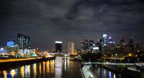 Philadelphia Skyline And Schuylkill River At Night By