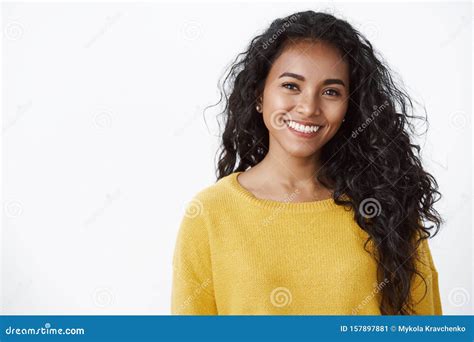 Close Up Tender Modern Young Female Student African American Curly