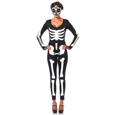 skeleton printed catsuit halloween costume glow in the dark