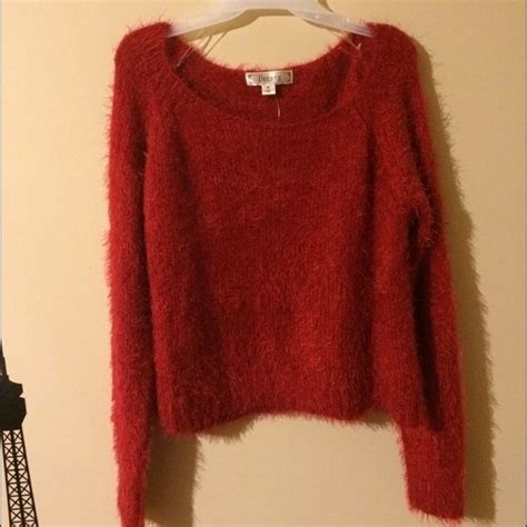 New Deep Red Fuzzy Sweater Sweaters Fuzzy Sweater Red Sweaters