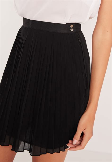 Missguided Pleated Full Chiffon Mini Skirt Black In Black Lyst