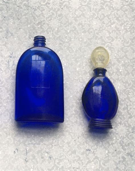 Vintage Lot Of Bourjois Evening In Paris Cobalt Blue Perfume Bottles Empty Two With Original