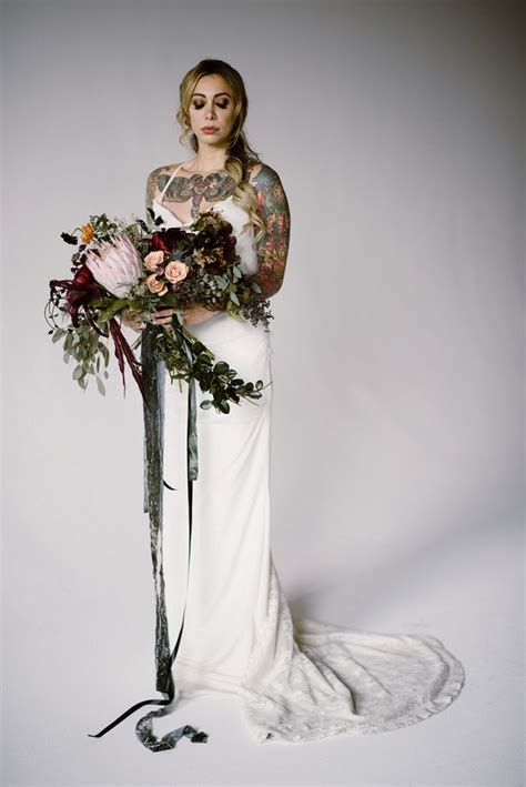 Electric Luxe Dark And Moody Tattooed Wedding Inspiration Tattooed
